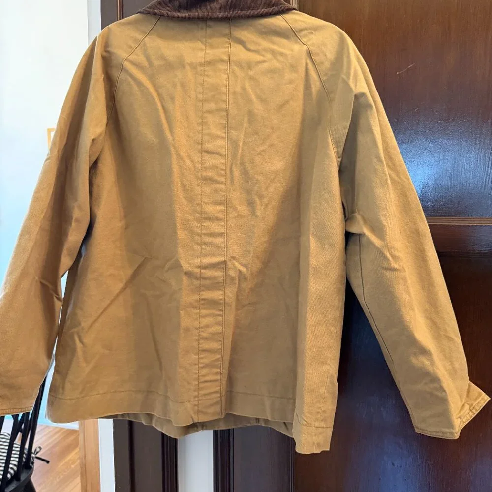 Oversized barn jacket with contrasting collar - Picture 3 of 6